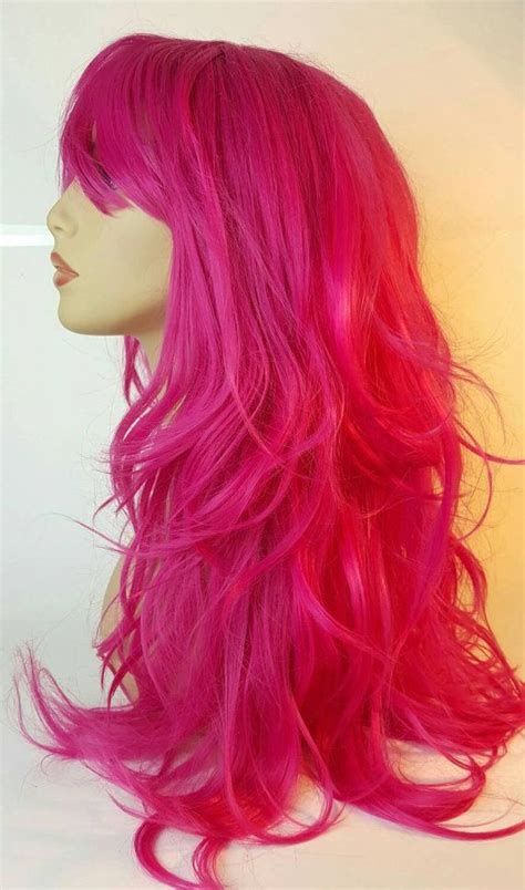 pink wavy wig|More.